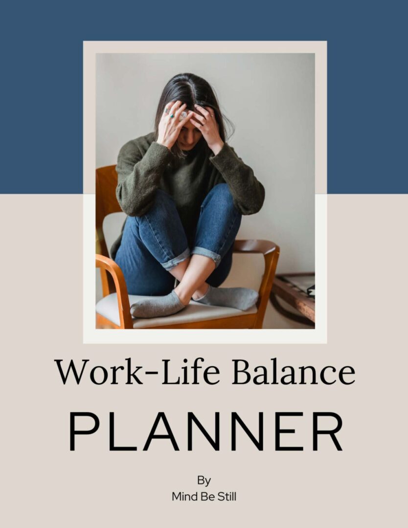 Woman stressed, work-life balance planner.